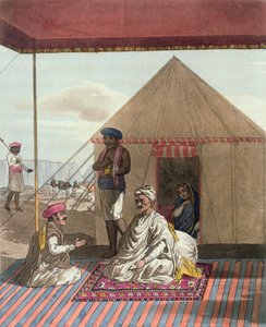 Egy Mahratta Pandit és családja, az „A Mahratta táborból”, 1813. április 5. (színes metszet)